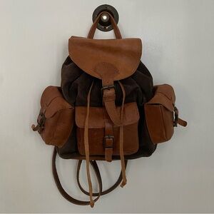Urban Outfitters BDG Brown Suede and Contrast Leather Pocket Backpack